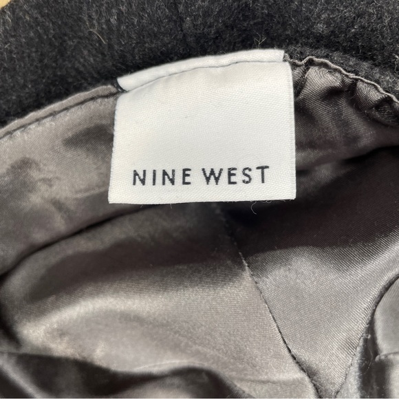 Nine West Gray Wool Herringbone Newsboy Hat with Belt & Buckle Trim - Picture 2 of 11